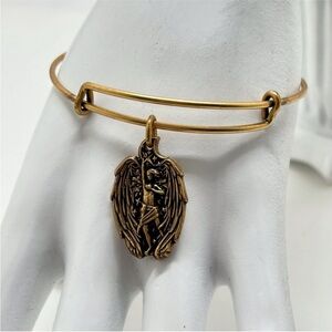 Guardian of Strength Gold Angel Charm Bangle Bracelet